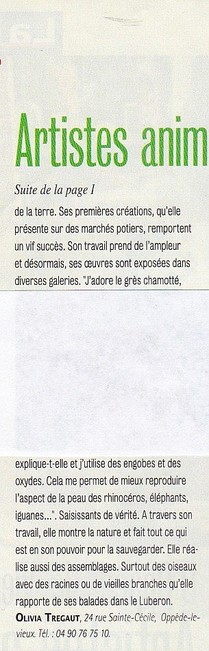 article de presse olivia tregaut Le Fémina La Provence octobre 2011 Oppède 