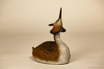 grebe huppe, grebe, oiseau, sculpture d'oiseau, oiseau d'eau, sculpture d'oiseau, grèbe en bronze, sculpture en bronze, art animalier